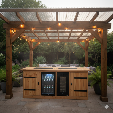 Buitenkeuken New Hampshire | 70 Liter Koelkast | Wijnkoelkast | Douglas Hout