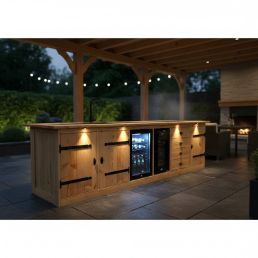 Buitenkeuken Orlando | 70 Liter Koelkast | Wijnkoelkast | Met Wasbak | Douglas Hout