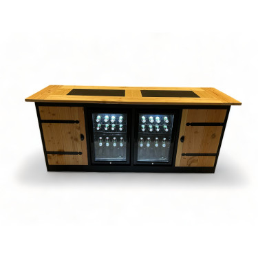 Buitenkeuken Mississippi | 70 Liter Koelkast | Zwart Omlijst | Douglas Hout