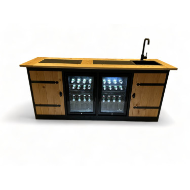 Buitenkeuken Nevada | 70 Liter Koelkast | Met Wasbak | Zwart Omlijst | Douglas Hout