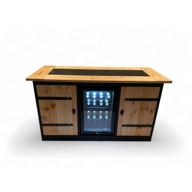 Buitenkeuken Indiana | 68 Liter Koelkast | Zwart Omlijst | Douglas Hout