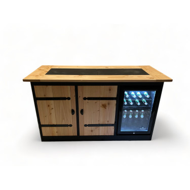 Buitenkeuken Georgia | 70 Liter Koelkast | Zwart Omlijst | Douglas Hout