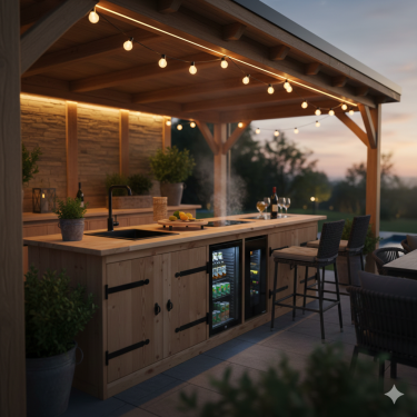 Buitenkeuken Miami | 70 Liter Koelkast | Wijnkoelkast | Met Wasbak | Douglas Hout