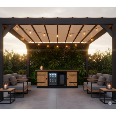 Buitenkeuken Ohio | 70 Liter Koelkast | Wijnkoelkast | Met Wasbak | Zwart Omlijst | Douglas Hout