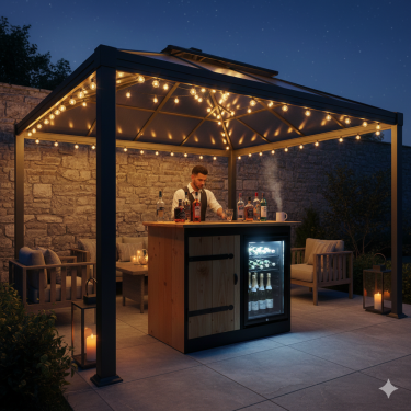 Buitenkeuken Iowa | 70 Liter Koelkast | Zwart Omlijst | Douglas Hout