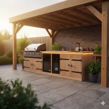 Buitenkeuken Buenos Aires | Boretti | Koelkast 70 liter | Met Wasbak | Douglas hout