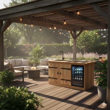 Buitenkeuken Alabama | 70 Liter Koelkast | Met Wasbak | Douglas Hout