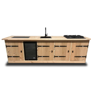 Buitenkeuken Montreal | 70 Liter Koelkast | Met Wasbak | Met Kookplaat | Douglas Hout