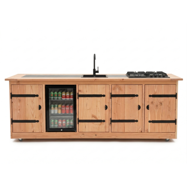 Buitenkeuken Montreal | 70 Liter Koelkast | Met Wasbak | Met Kookplaat | Douglas Hout