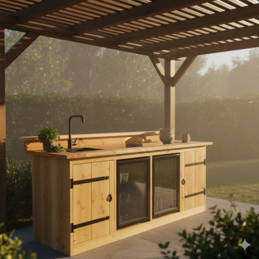 Buitenkeuken Brisbane | 70 Liter Koelkast | Met Wasbak | Douglas Hout