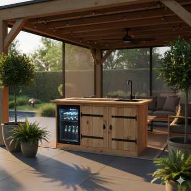 Buitenkeuken Arizona | 70 Liter Koelkast | Met Wasbak | Douglas Hout