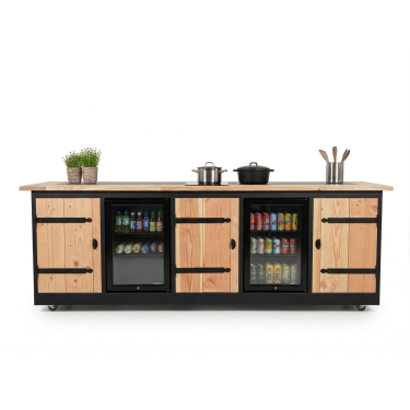 Buitenkeuken Bilbao | Koelkast 70 liter 2 x | Douglas Hout | Kruishengen | 2 pits inductie