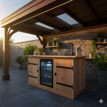 Buitenkeuken Connecticut | 70 Liter Koelkast | Met Wasbak | Douglas Hout