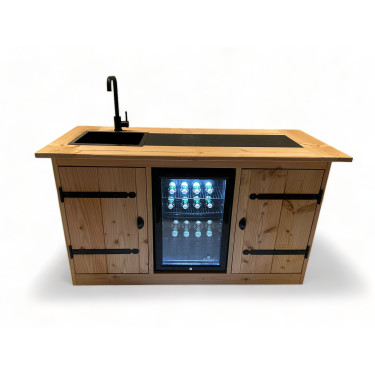 Buitenkeuken California | 70 Liter Koelkast | Met Wasbak | Douglas Hout