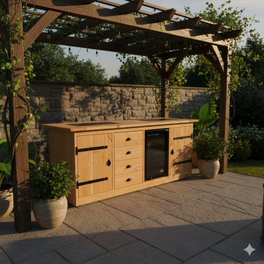 Buitenkeuken Londen | 70 Liter Koelkast | Douglas Hout