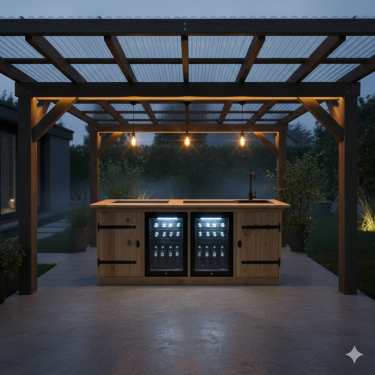 Buitenkeuken Nebraska | 70 Liter Koelkast | Met Wasbak | Douglas Hout